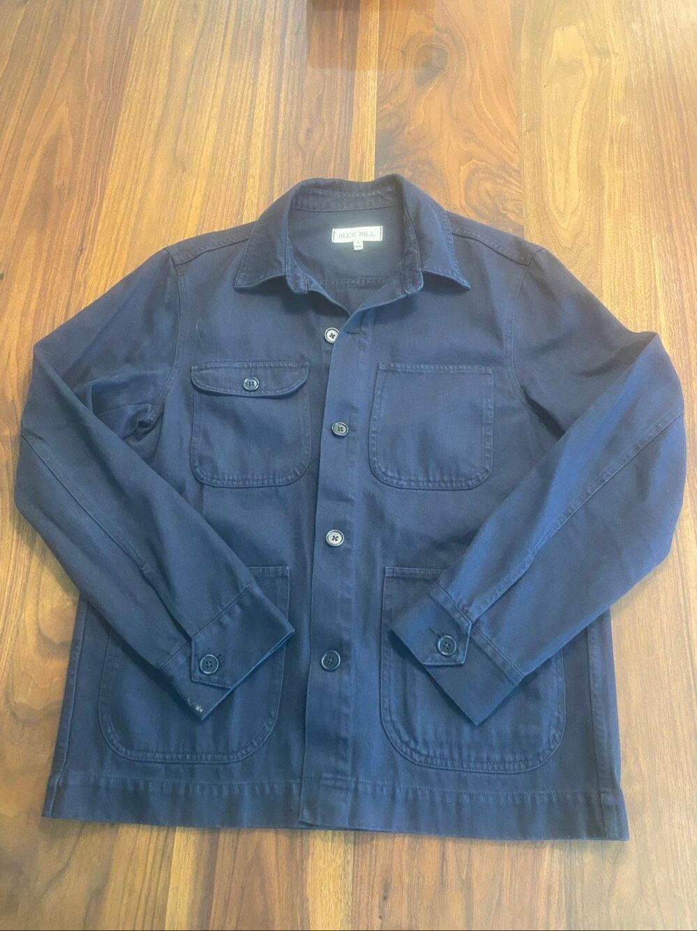 Alex Mill Men's Dark Navy Garment Dyed Recycled Denim Work Jacket Sz Small NWOT